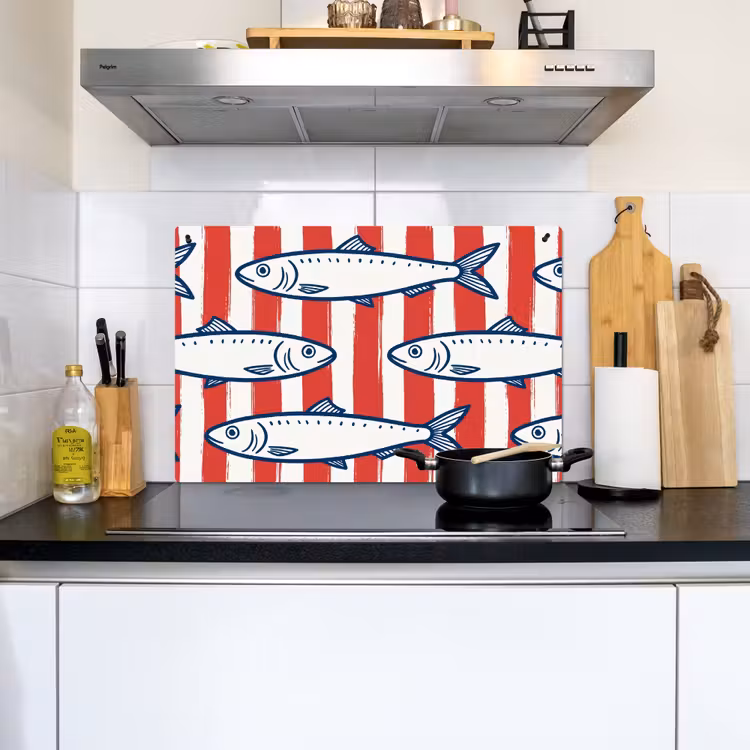 Vis - Patroon - Strepen - Illustratie - Rood Inductie beschemer met haakjes klein -sfeer2