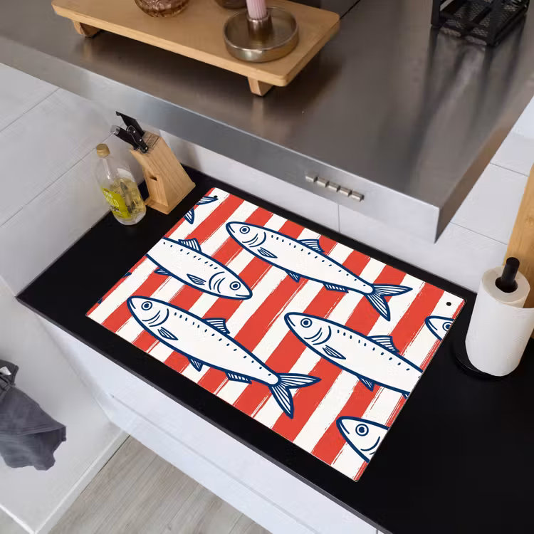 Vis - Patroon - Strepen - Illustratie - Rood Inductie beschemer met haakjes klein -sfeer1