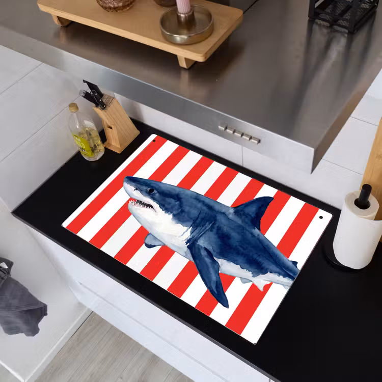 Vis - Haai - Zee - Illustratie - Blauw Inductie beschemer met haakjes klein -sfeer1