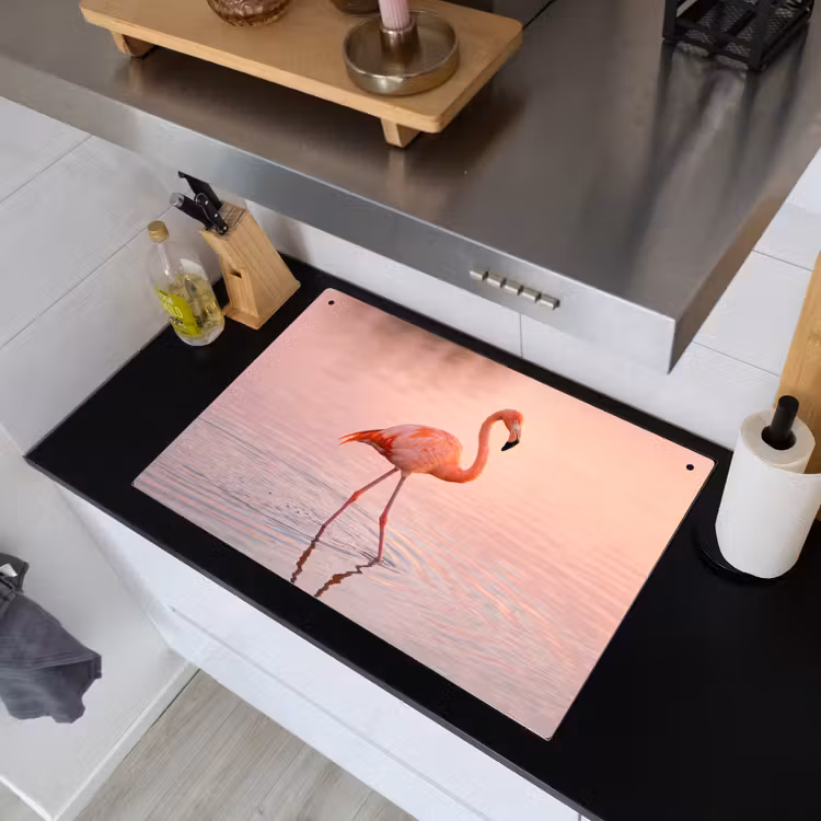 Flamingo - Water - Roze Inductie beschemer met haakjes klein -sfeer1