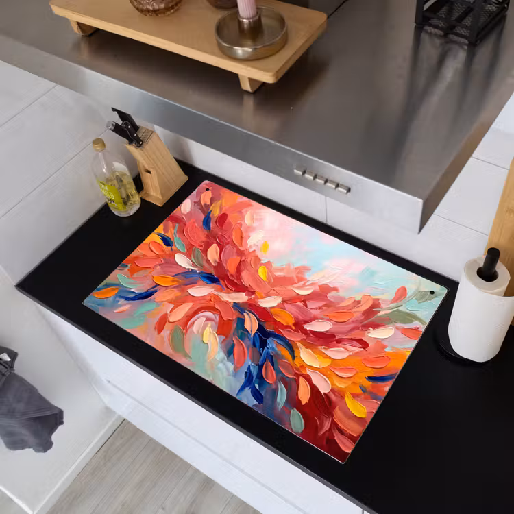 Bloemen - Abstract - Kunst - Modern Inductie beschemer met haakjes klein -sfeer1