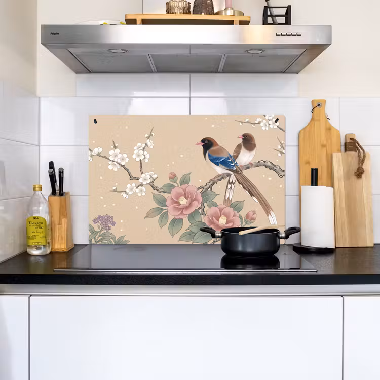 Bloemen - Vogels - Bloemen Inductie beschemer met haakjes klein -sfeer2