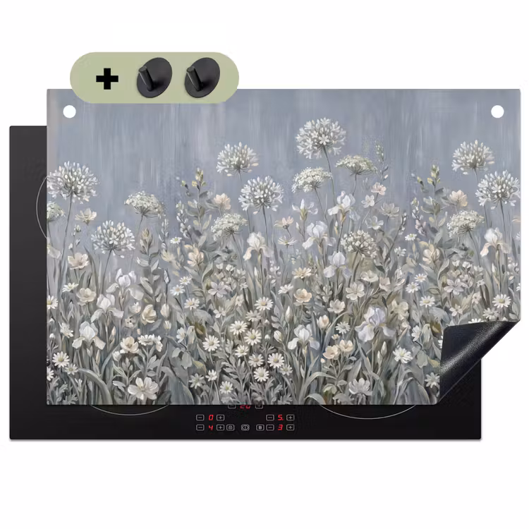 Bloemen - Botanisch - Blauw Inductie beschemer met haakjes klein -3d