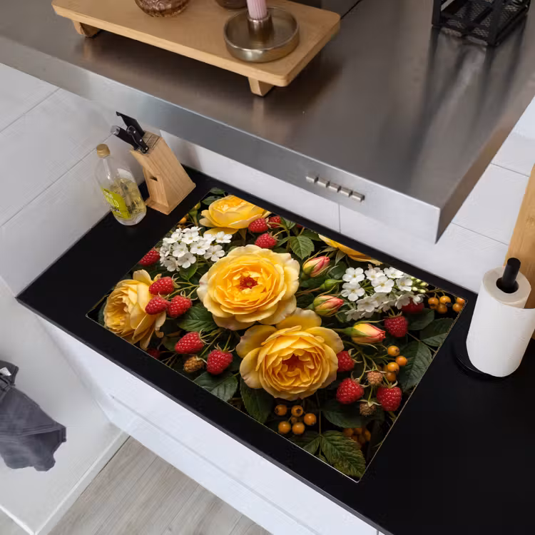 Bloemen - Boeket - Natuur - Klassiek - Geel Inductie beschemer met haakjes klein -sfeer1