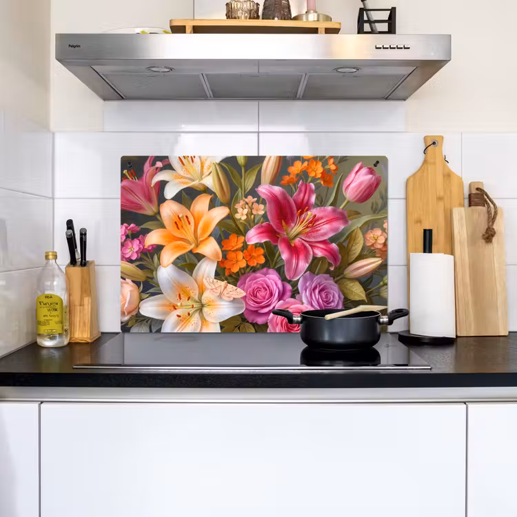 Bloemen - Boeket - Natuur - Kleurrijk - Modern Inductie beschemer met haakjes klein -sfeer2