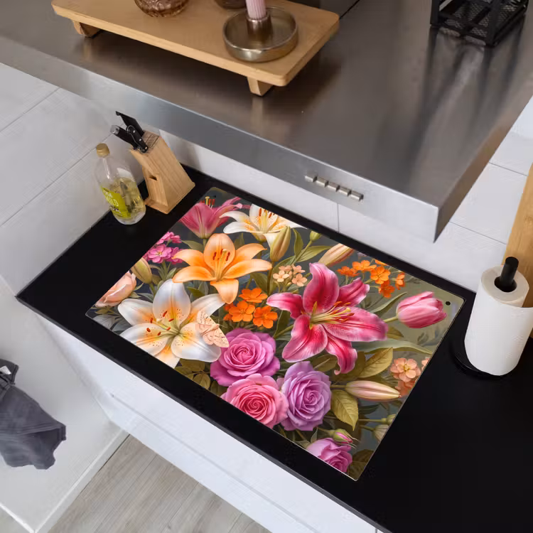 Bloemen - Boeket - Natuur - Kleurrijk - Modern Inductie beschemer met haakjes klein -sfeer1