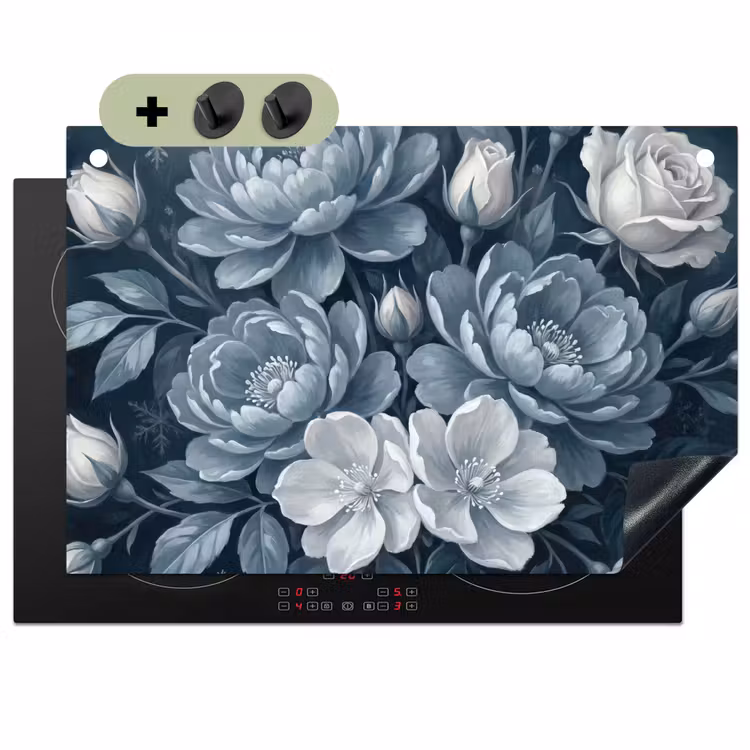 Bloemen - Boeket - Winter - Abstract - Blauw Inductie beschemer met haakjes klein -3d