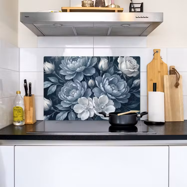 Bloemen - Boeket - Winter - Abstract - Blauw Inductie beschemer met haakjes klein -sfeer2