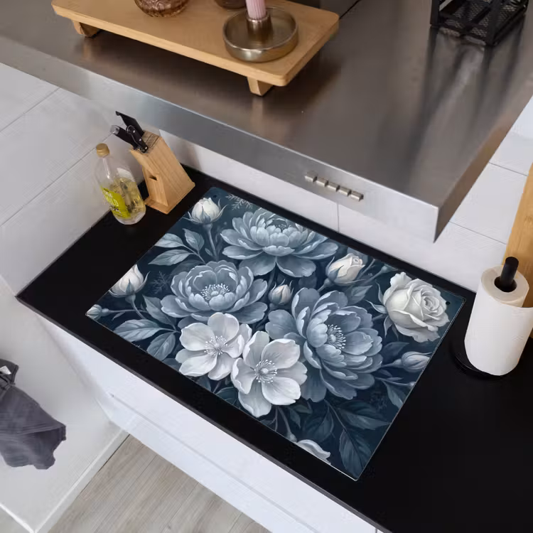 Bloemen - Boeket - Winter - Abstract - Blauw Inductie beschemer met haakjes klein -sfeer1