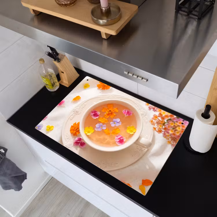 Bloemen - Kop - Natuur - Kleurrijk - Zomer Inductie beschemer met haakjes klein -sfeer1