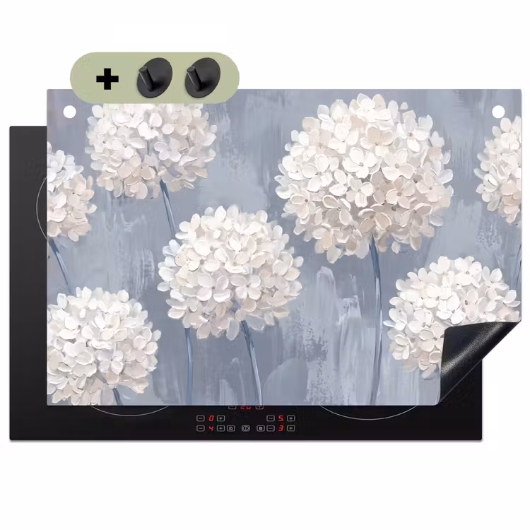 Bloemen - Illustratie - Blauw Inductie beschemer met haakjes klein -3d