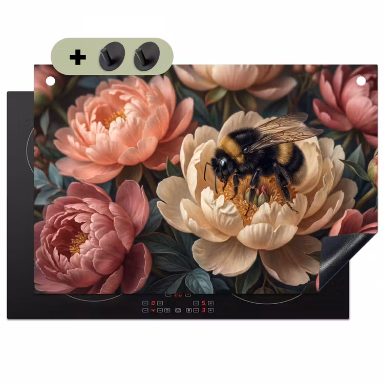 Bloemen - Insect - Natuur - Roze Inductie beschemer met haakjes klein -3d