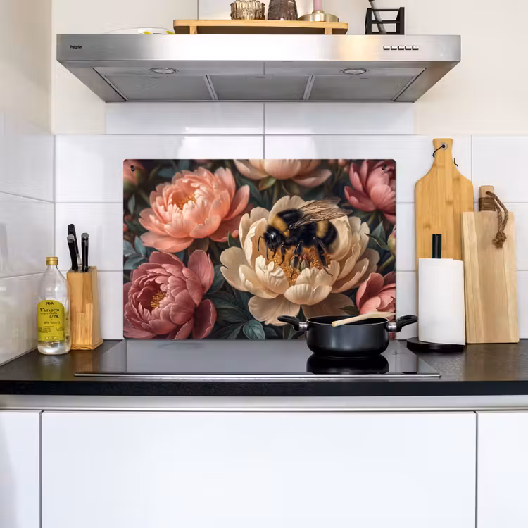 Bloemen - Insect - Natuur - Roze Inductie beschemer met haakjes klein -sfeer2