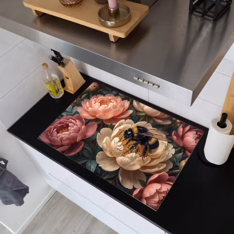 Bloemen - Insect - Natuur - Roze Inductie beschemer met haakjes klein -sfeer1