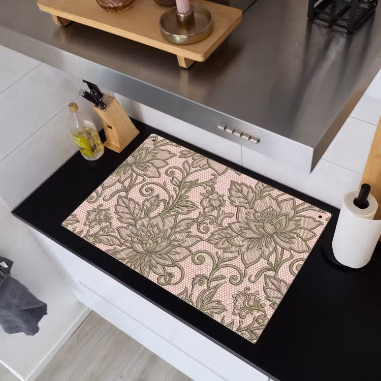 Bloemen - Kant - Patroon - Klassiek - Groen Inductie beschemer met haakjes klein -sfeer1