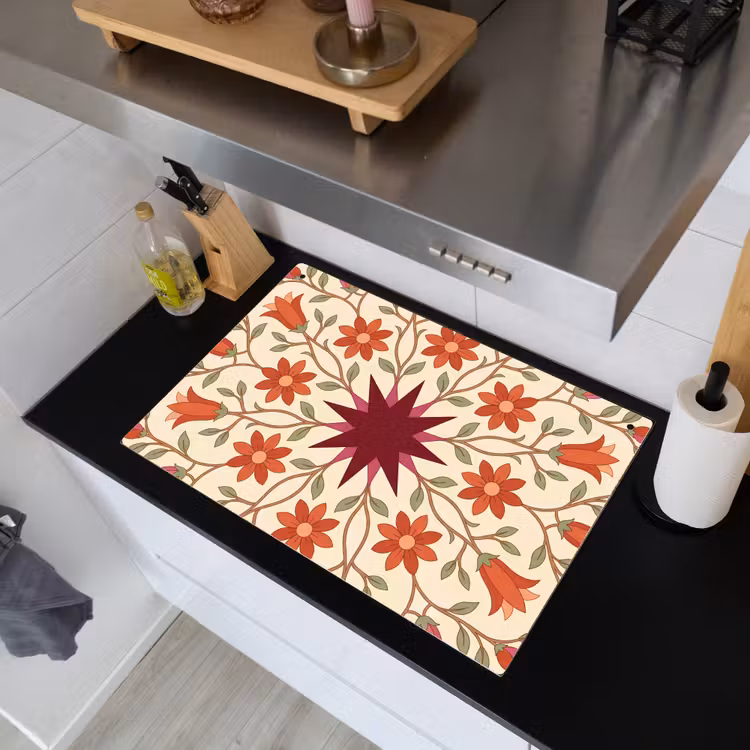 Bloemen - Mandala - Decoratief - Rood Inductie beschemer met haakjes klein -sfeer1