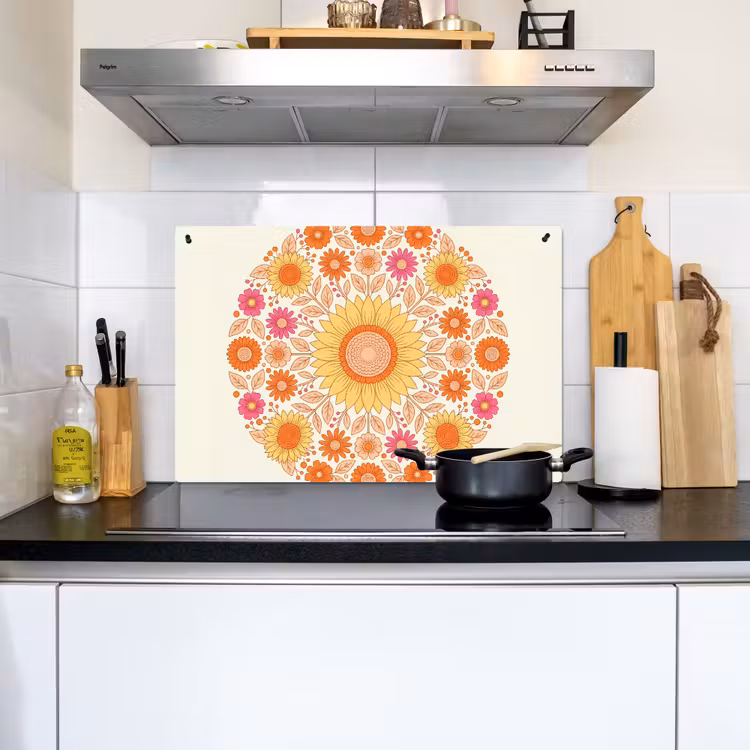 Bloemen - Mandala - Patroon - Kleurrijk Inductie beschemer met haakjes klein -sfeer2