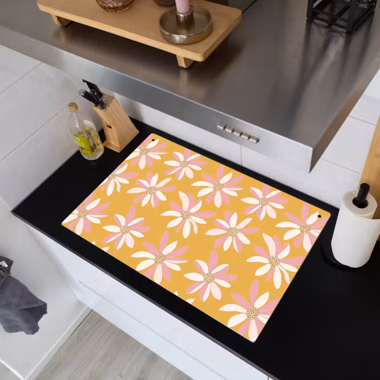 Bloemen - Modern - Geel Inductie beschemer met haakjes klein 777 -sfeer1
