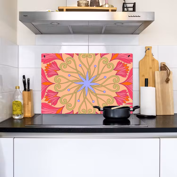 Bloemen - Patroon - Abstract - Roze - Decoratief Inductie beschemer met haakjes klein -sfeer2