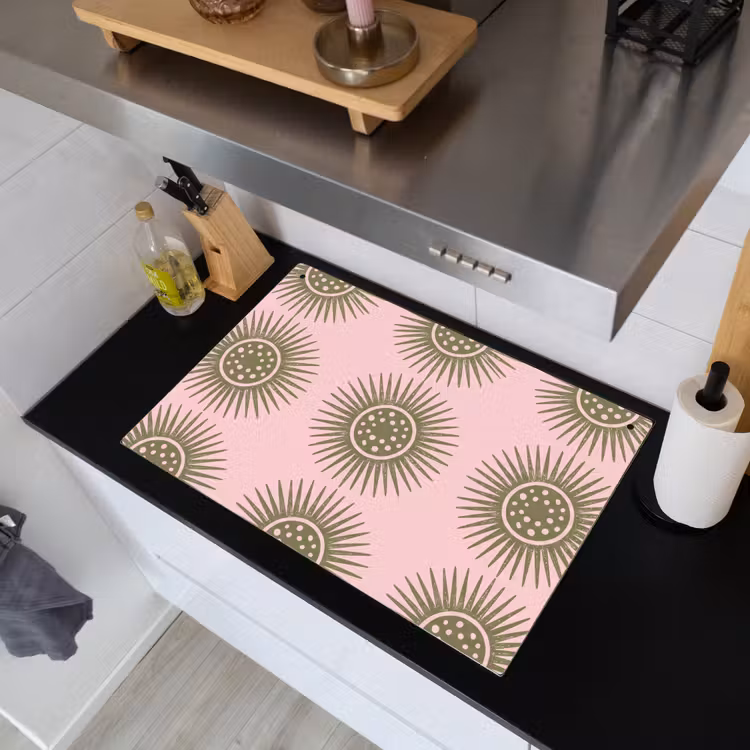 Bloemen - Patroon - Abstract - Roze - Groen Inductie beschemer met haakjes klein -sfeer1