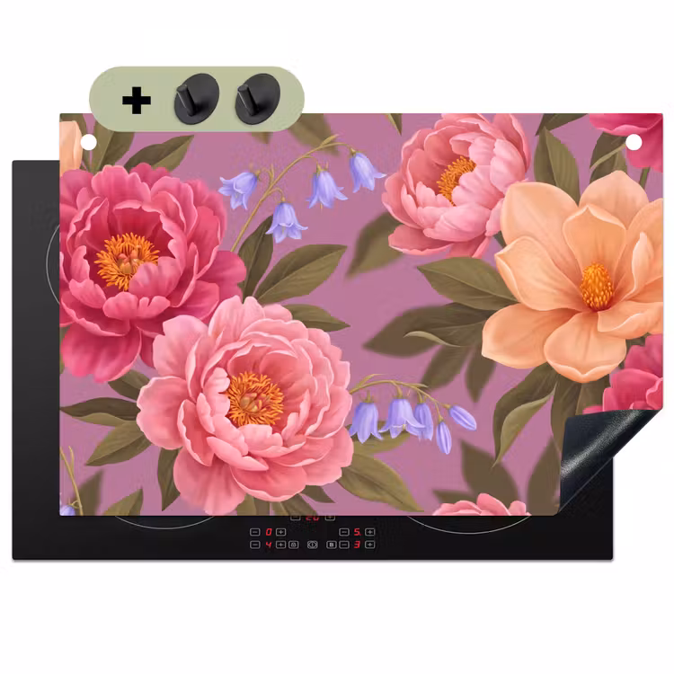 Bloemen - Patroon - Illustratie - Roze Inductie beschemer met haakjes klein -3d