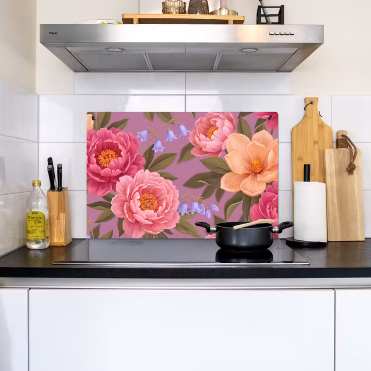 Bloemen - Patroon - Illustratie - Roze Inductie beschemer met haakjes klein -sfeer2