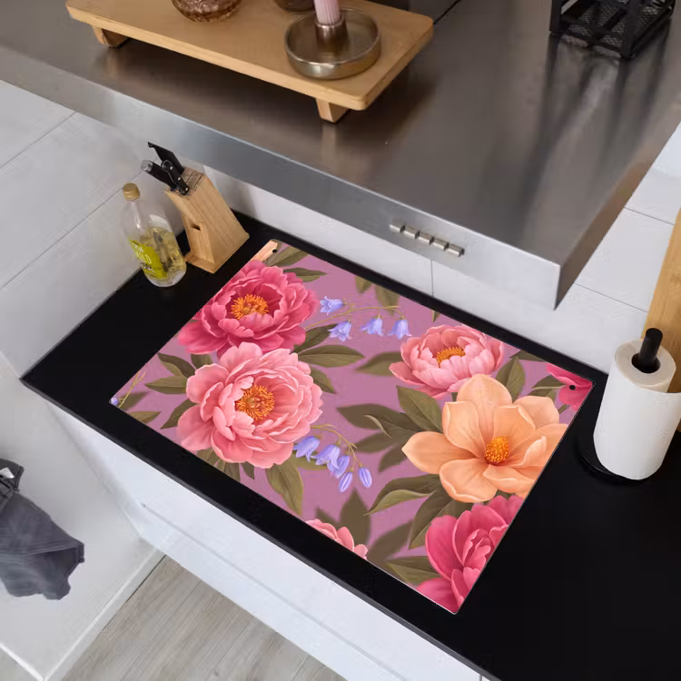 Bloemen - Patroon - Illustratie - Roze Inductie beschemer met haakjes klein -sfeer1