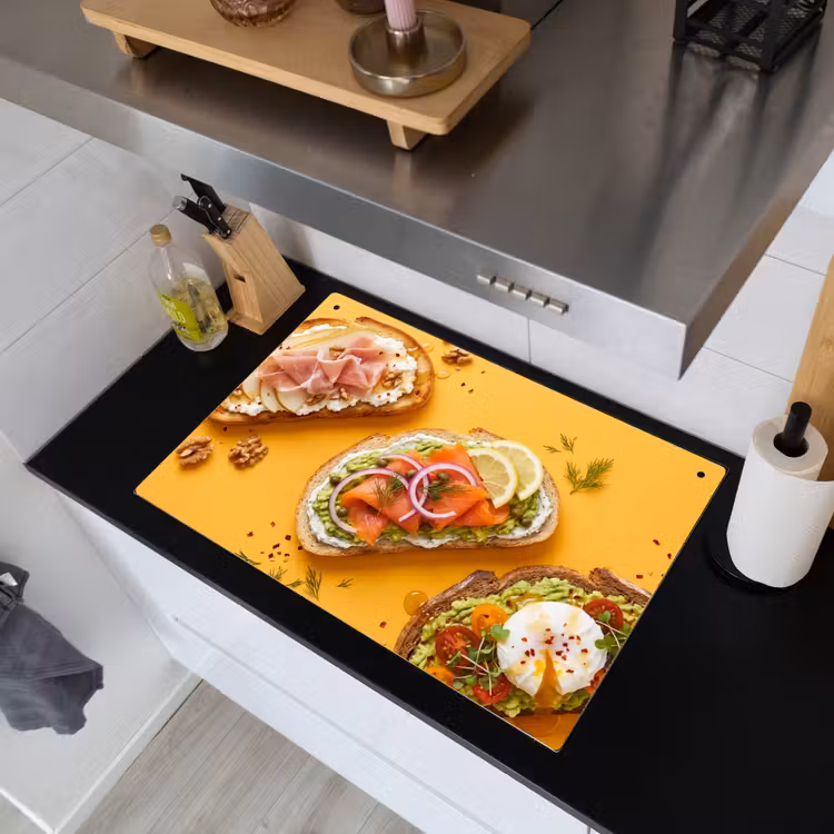 Eten - Brood - Ontbijt - Modern - Kleurrijk Inductie beschemer met haakjes klein -sfeer1