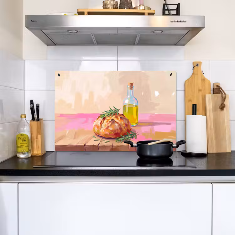 Eten - Brood - Olijfolie - Abstract - Keuken Inductie beschemer met haakjes klein -sfeer2
