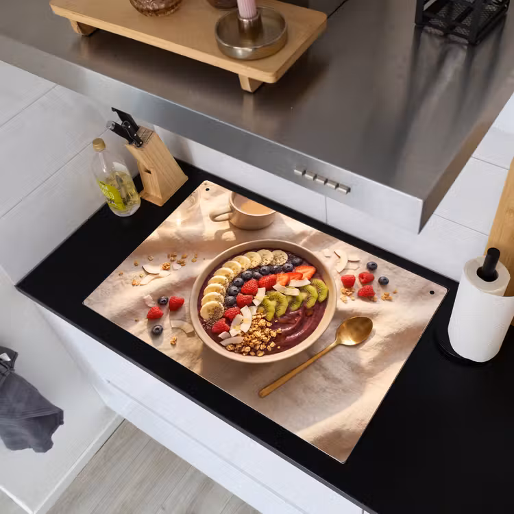 Eten - Ontbijtkom - Fruit - Gezond - Kleurrijk Inductie beschemer met haakjes klein -sfeer1