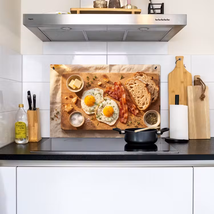 Eten - Ontbijt - Hout - Rustiek - Geel Inductie beschemer met haakjes klein -sfeer2