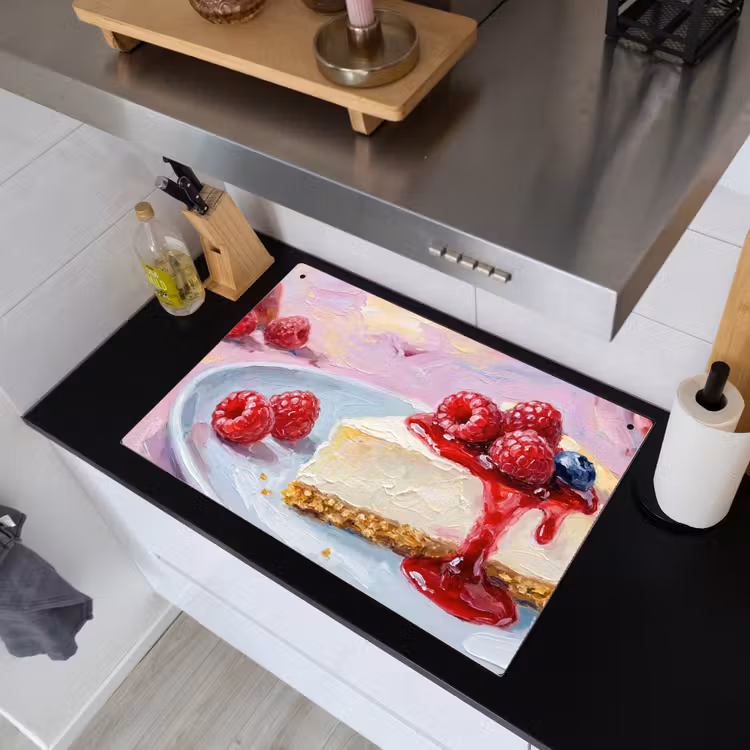 Eten - Cheesecake - Bessen - Abstract - Roze Inductie beschemer met haakjes klein -sfeer1