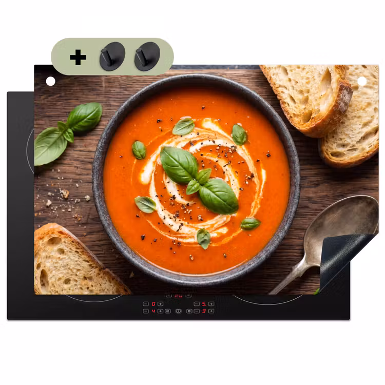 Eten - Soep - Basilicum - Rustiek - Rood Inductie beschemer met haakjes klein -3d
