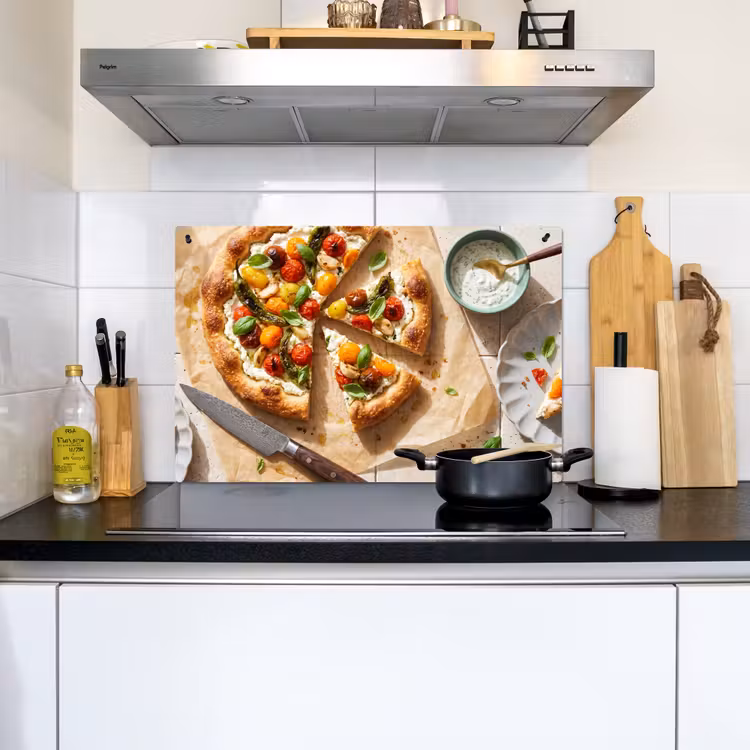 Eten - Tomaten - Basilicum - Maaltijd - Vers Inductie beschemer met haakjes klein -sfeer2