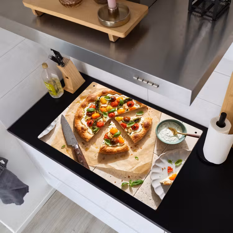 Eten - Tomaten - Basilicum - Maaltijd - Vers Inductie beschemer met haakjes klein -sfeer1