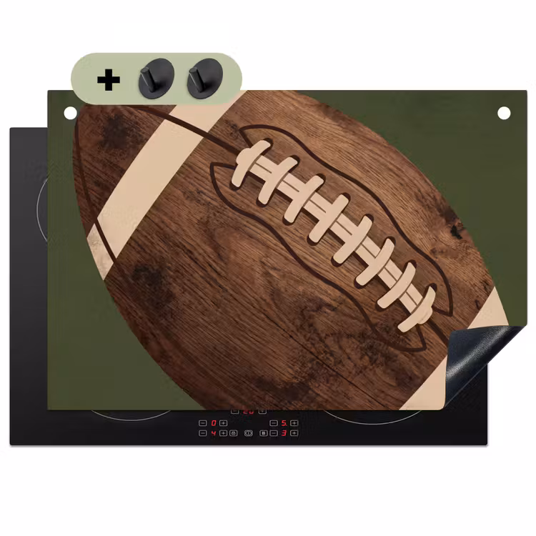 Football - Hout - Sport - Groen Inductie beschemer met haakjes klein -3d