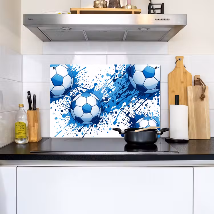 Voetballen - Verf - Sport - Blauw Inductie beschemer met haakjes klein -sfeer2