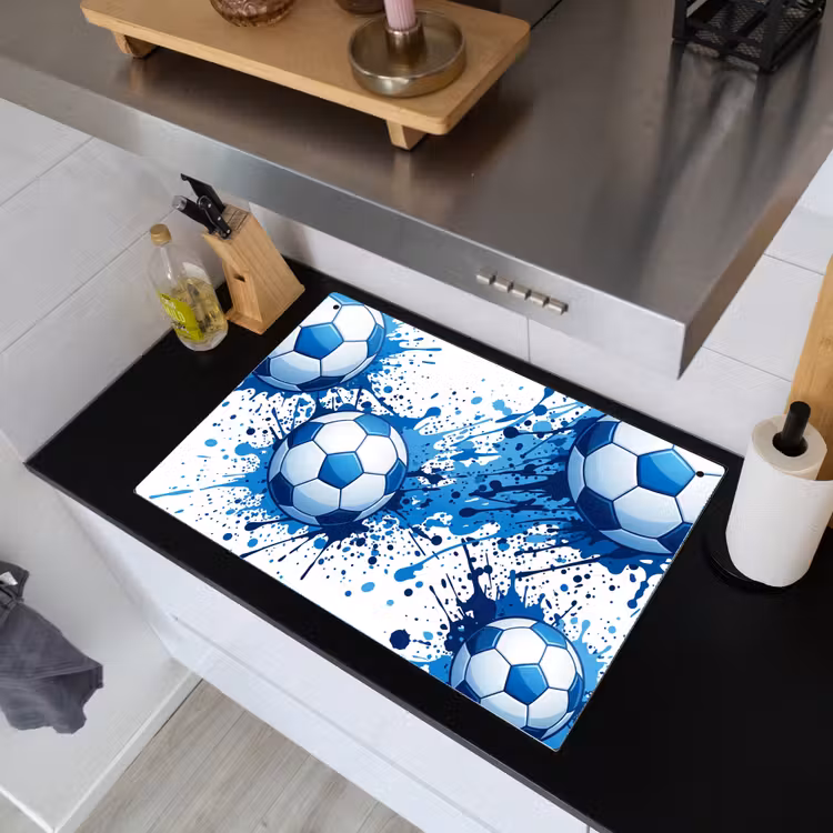 Voetballen - Verf - Sport - Blauw Inductie beschemer met haakjes klein -sfeer1