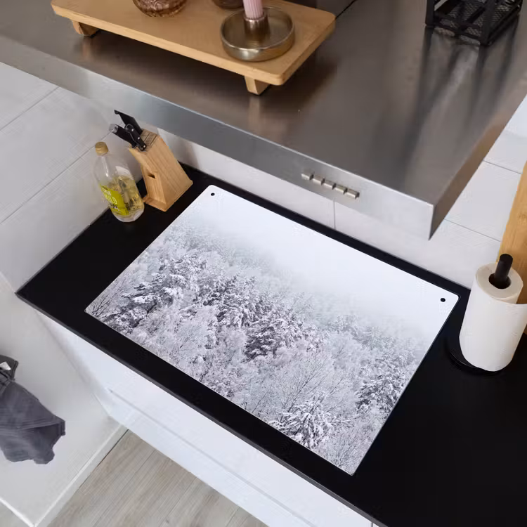 Bos - Sneeuw - Winter - Natuur - Wit Inductie beschemer met haakjes klein -sfeer1