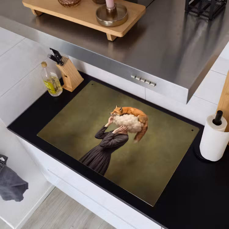 Vos - Surrealistisch - Groen Inductie beschemer met haakjes klein -sfeer1