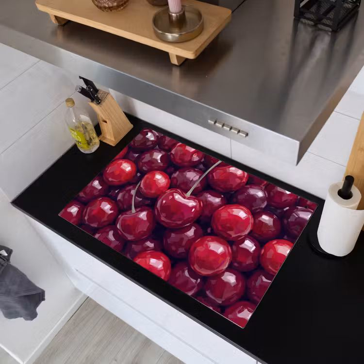 Fruit - Kersen - Eten - Modern - Rood Inductie beschemer met haakjes klein -sfeer1