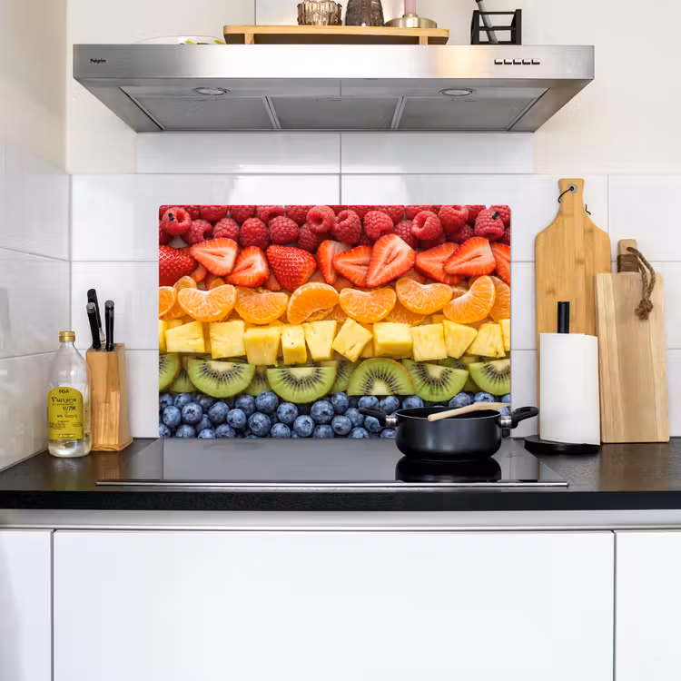 Fruit - Regenboog - Gezond - Kleurrijk Inductie beschemer met haakjes klein -sfeer2