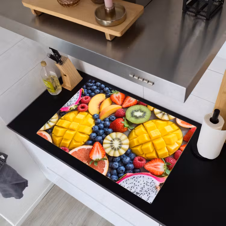 Fruit - Versneden - Kleurrijk - Eten - Gezond Inductie beschemer met haakjes klein -sfeer1