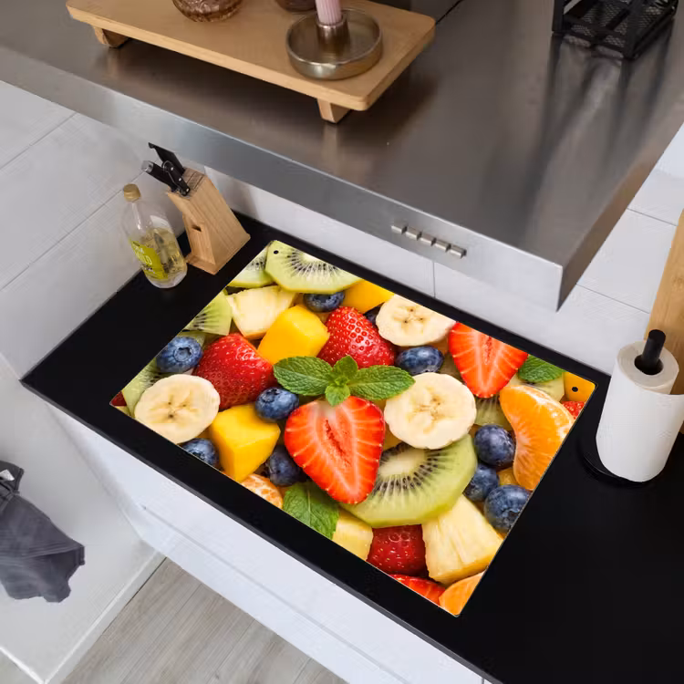 Fruit - Plakjes - Eten - Kleurrijk Inductie beschemer met haakjes klein -sfeer1