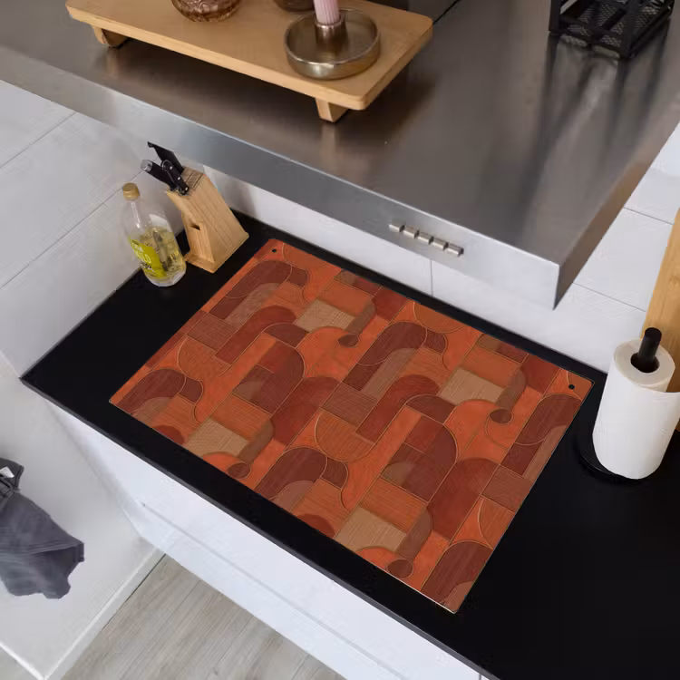 Geometrisch - Abstract - Textuur - Bruin Inductie beschemer met haakjes klein 777 -sfeer1