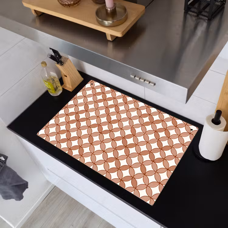Geometrisch - Cirkels - Modern - Terracotta Inductie beschemer met haakjes klein 777 -sfeer1