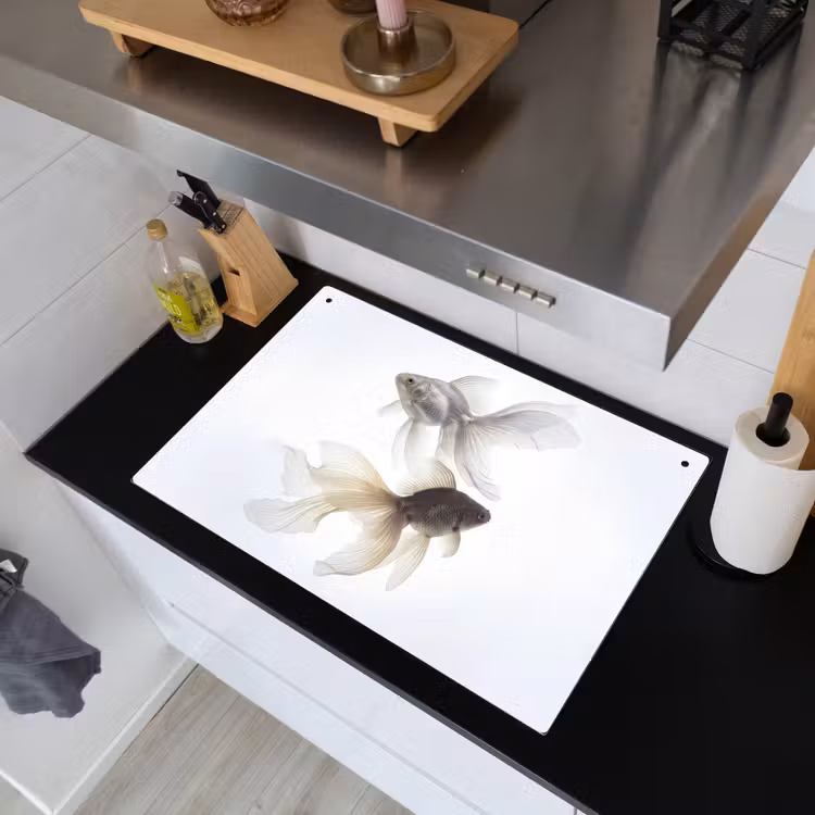Goudvissen - Modern - Wit Inductie beschemer met haakjes klein -sfeer1
