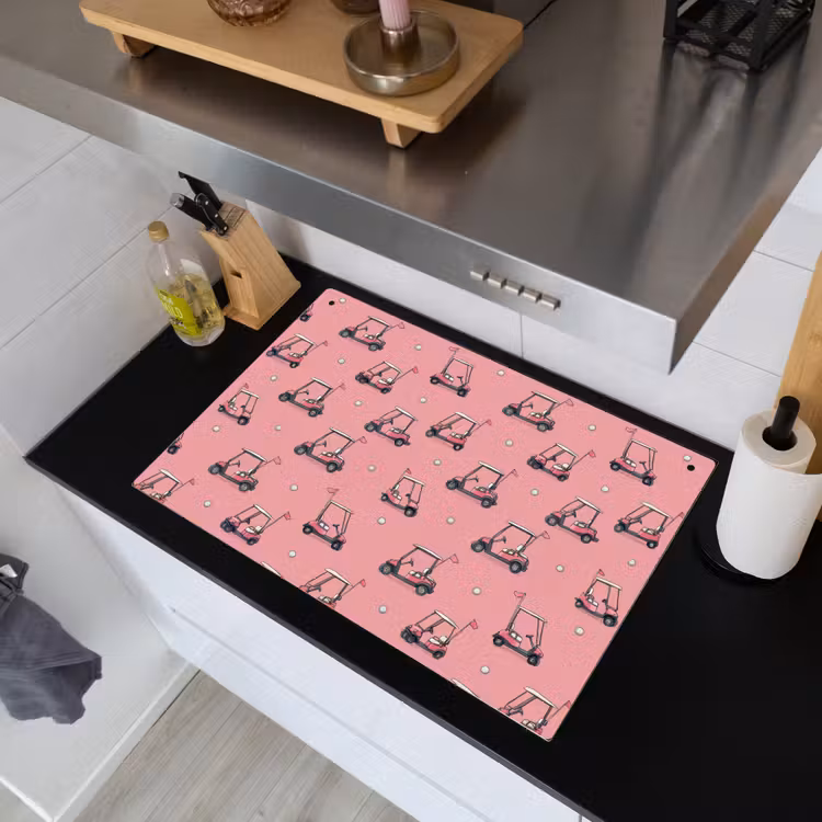 Golfkar - Retro - Roze Inductie beschemer met haakjes klein 777 -sfeer1