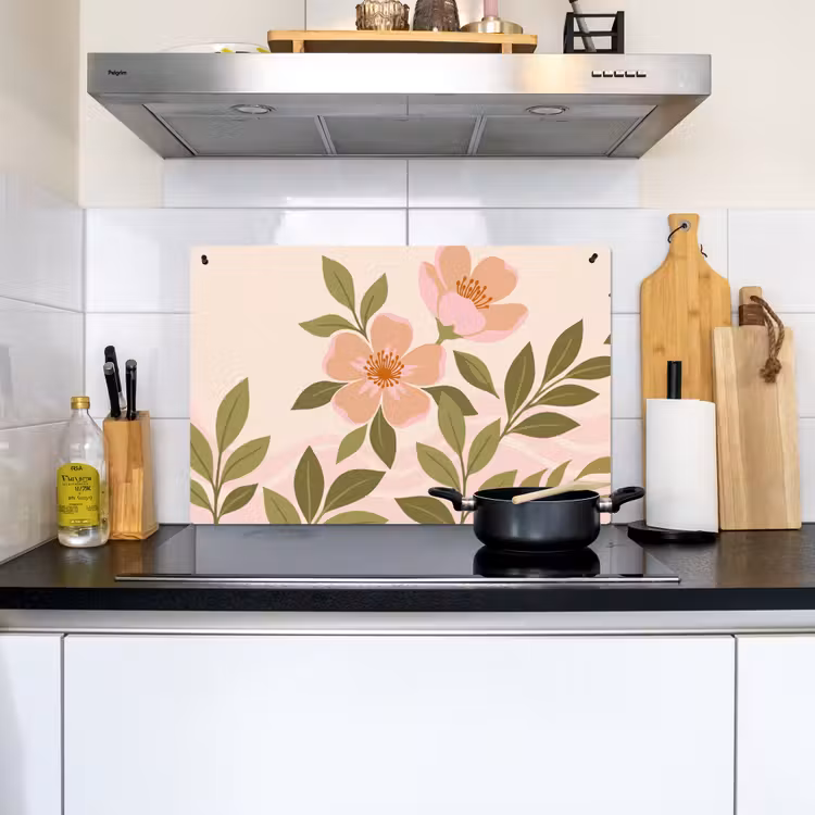 Grafisch - Bloemen - Roze Inductie beschemer met haakjes klein -sfeer2