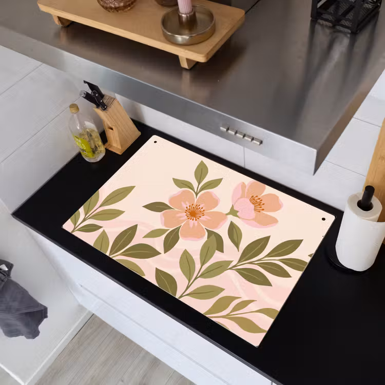 Grafisch - Bloemen - Roze Inductie beschemer met haakjes klein -sfeer1